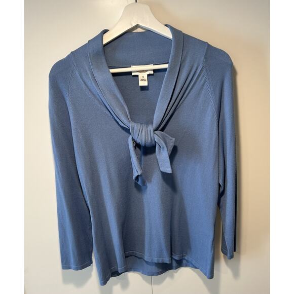 Talbots Sweaters - Talbots Women's Blue Tie Sweater Long Sleeve V-neck Size Medium